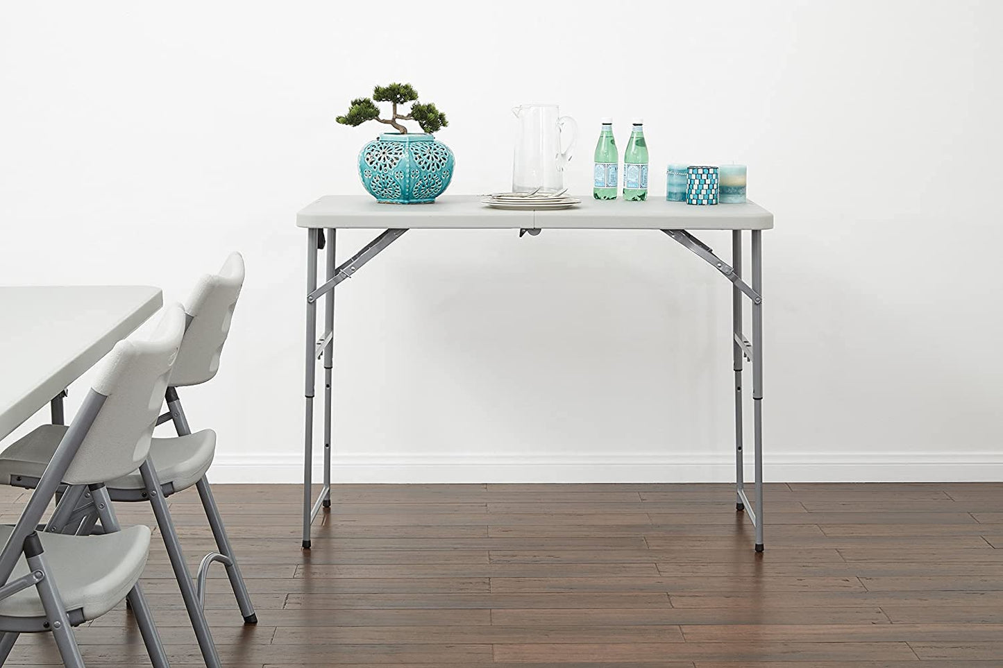 Office Star Products 4-Foot Height-Adjustable Folding Resin Table Light Gray