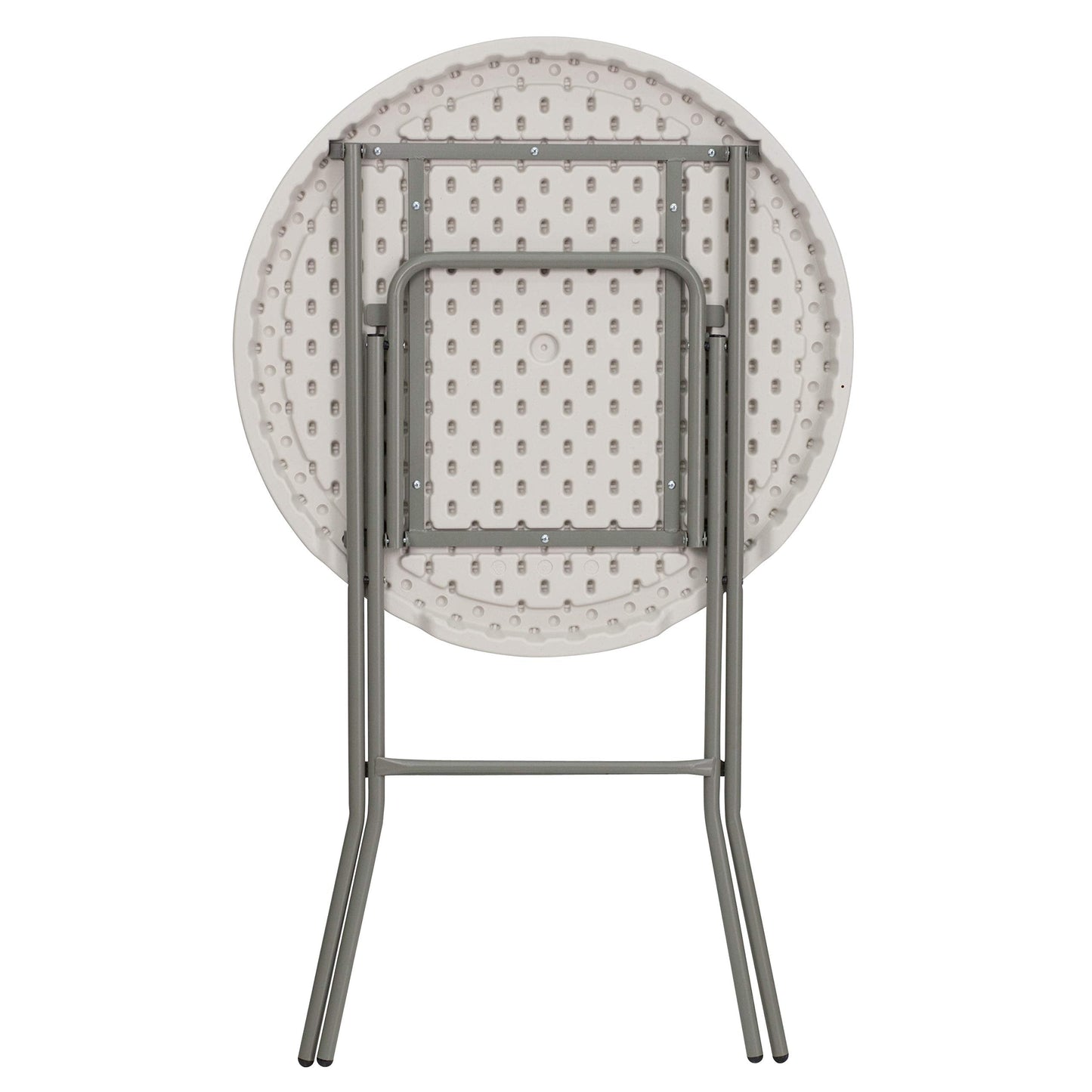 Flash Furniture Kathryn 31.5 Inch Round Folding Bar Height Table Granite White