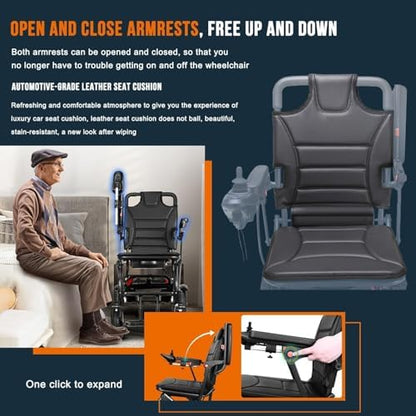 Ultra Lightweight Foldable Electric Wheelchair for Adults, 13 kg Portable Power Chair, 19 km Range
