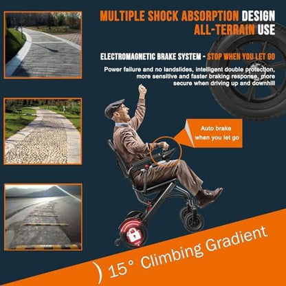 Ultra Lightweight Foldable Electric Wheelchair for Adults, 13 kg Portable Power Chair, 19 km Range