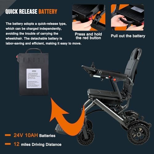Ultra Lightweight Foldable Electric Wheelchair for Adults, 13 kg Portable Power Chair, 19 km Range