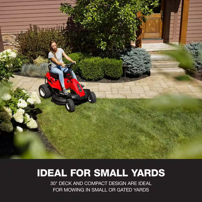 30-Inch Gas Rear Engine Riding Lawn Mower with 10.5 HP Engine, 6-Speed Manual Drive