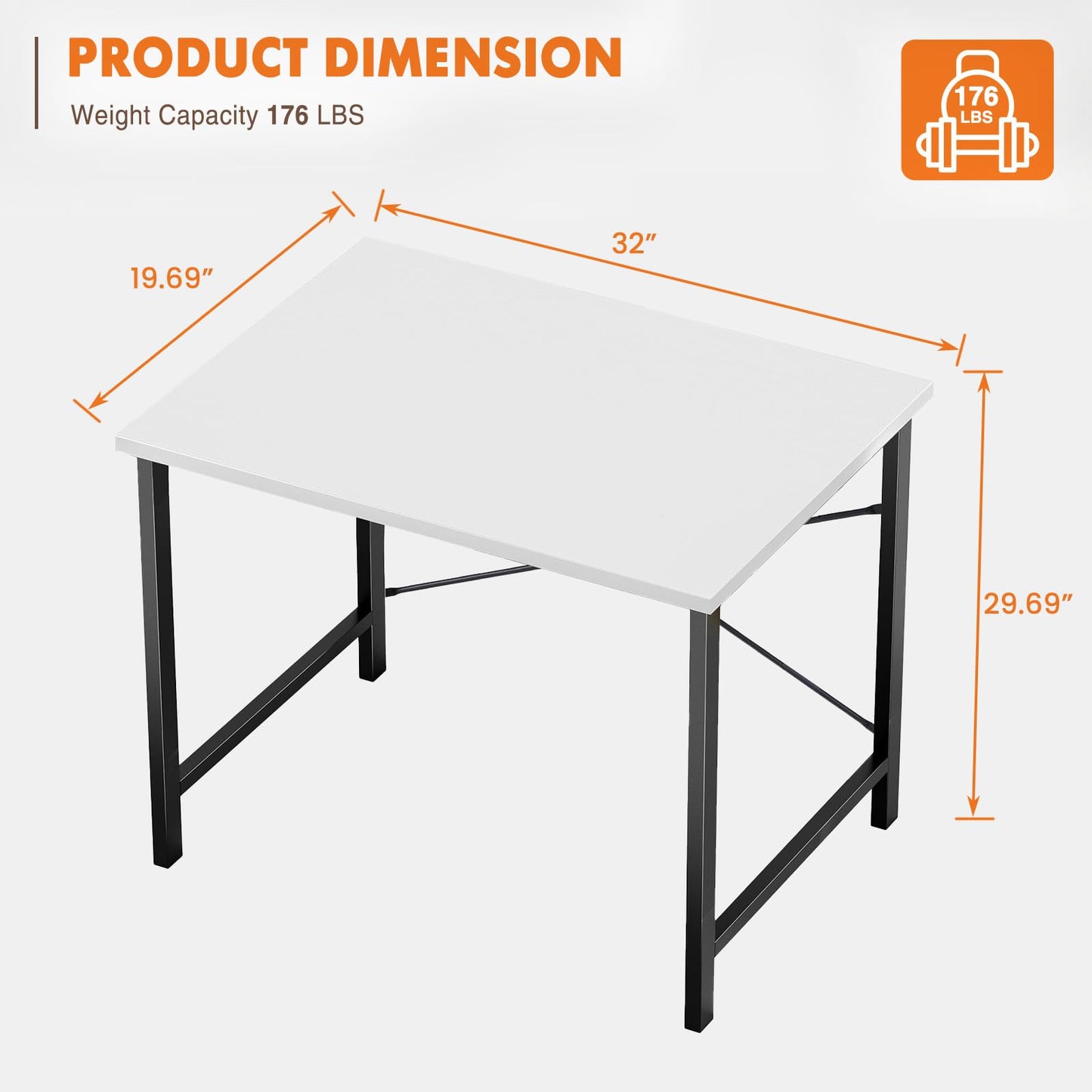 Sweetcrispy 32 Inch Small Computer Desk Home Office White Black