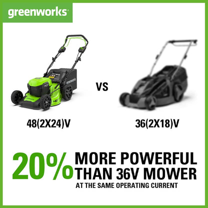 48V Cordless Self-Propelled Lawn Mower with 46cm Cutting Width, 55L Grass Bag, 2 x 4Ah Batteries