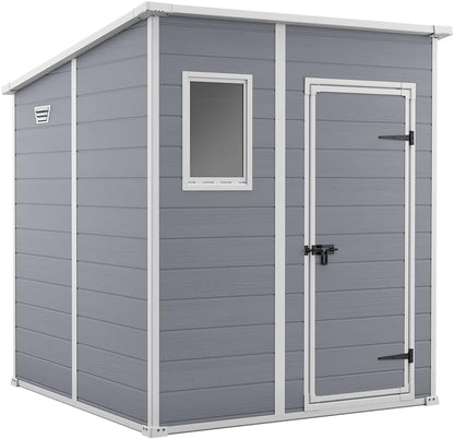 6 x 6 ft Outdoor Garden Storage Shed with Single Door, Window & Heavy-Duty Floor Panel