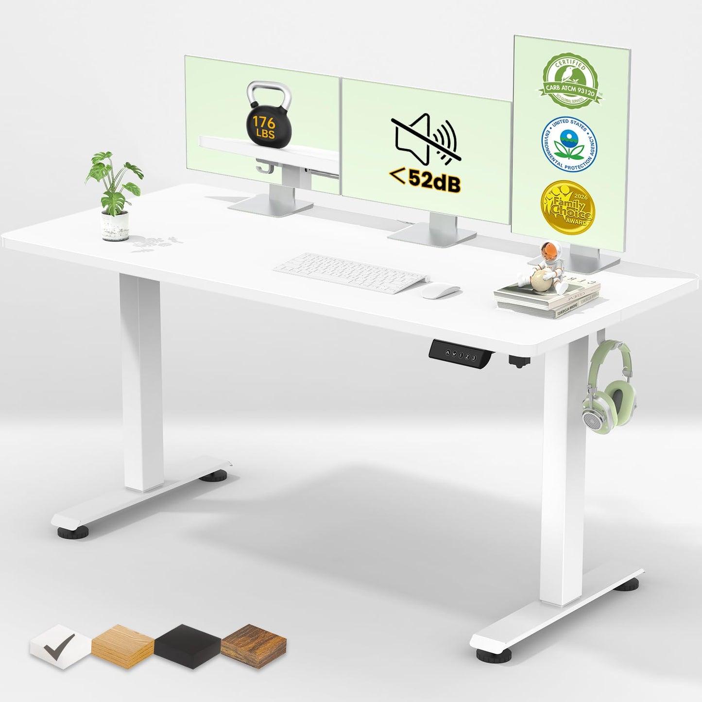 Veken 55 Inch Electric Standing Desk White