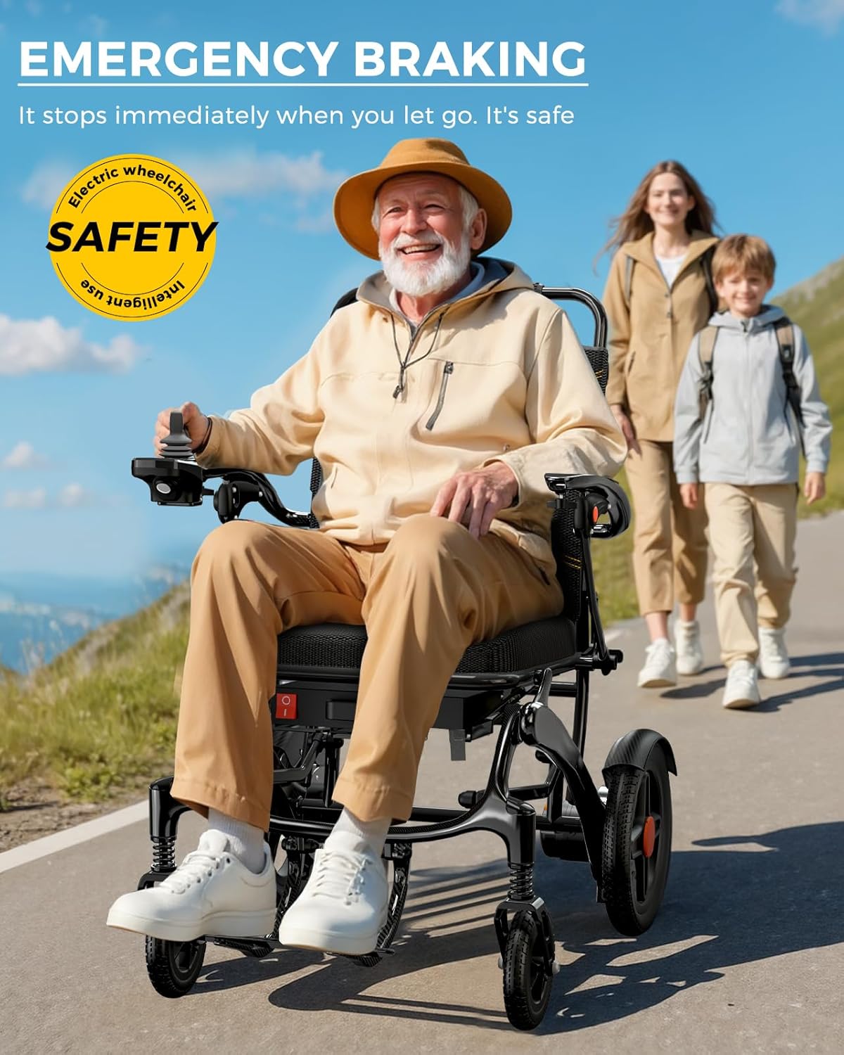 Ultra Lightweight Foldable Electric Wheelchair - 18+ Mile Range, Carbon Fiber & Aluminum Frame, Portable All-Terrain Power Chair