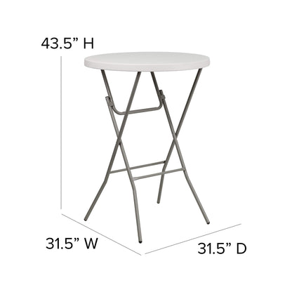 Flash Furniture Kathryn 31.5 Inch Round Folding Bar Height Table Granite White