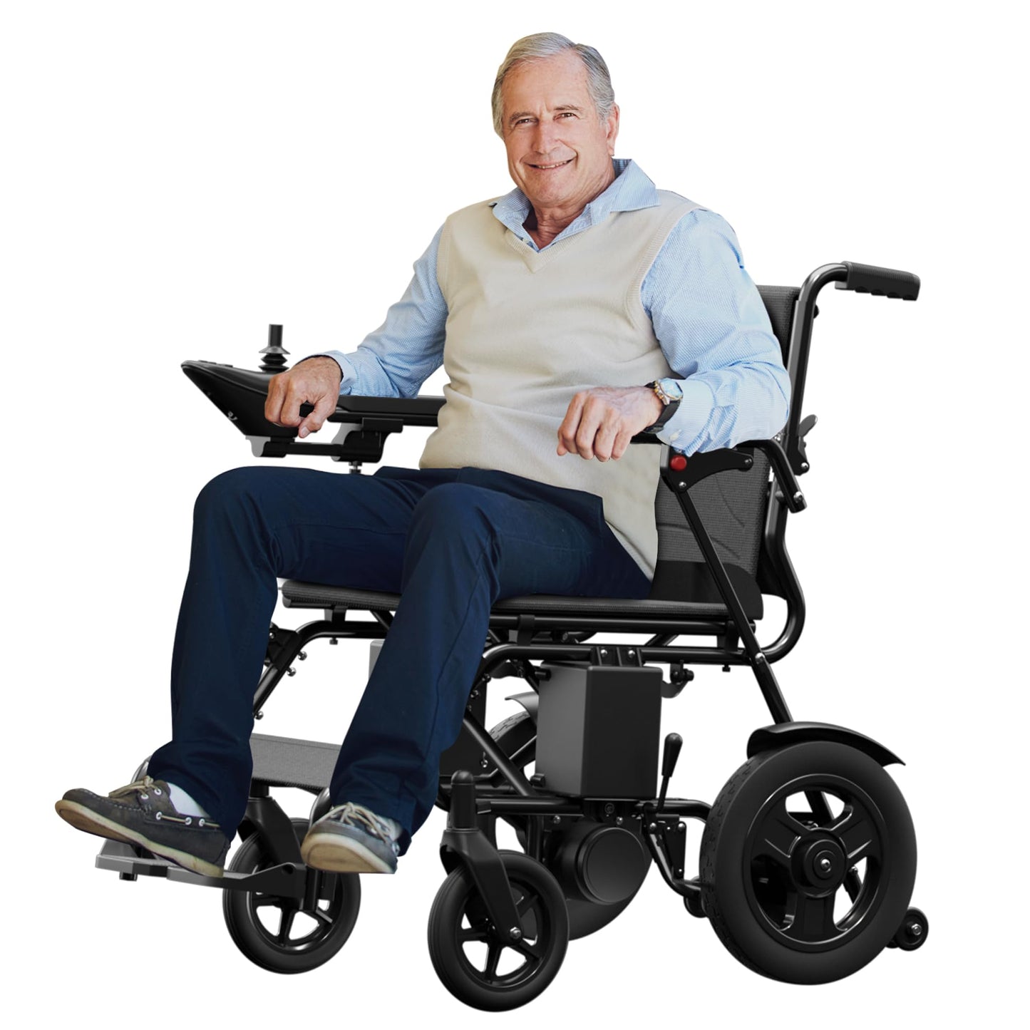 Ultra Lightweight Foldable Electric Wheelchair - 18+ Mile Range, Carbon Fiber & Aluminum Frame, Portable All-Terrain Power Chair