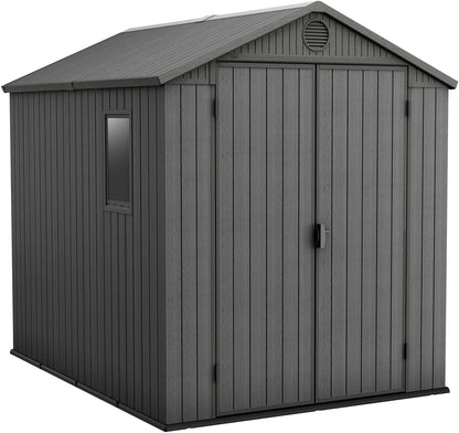 6 x 8 ft Outdoor Garden Storage Shed with Double Doors, Window & Heavy-Duty Floor Panel