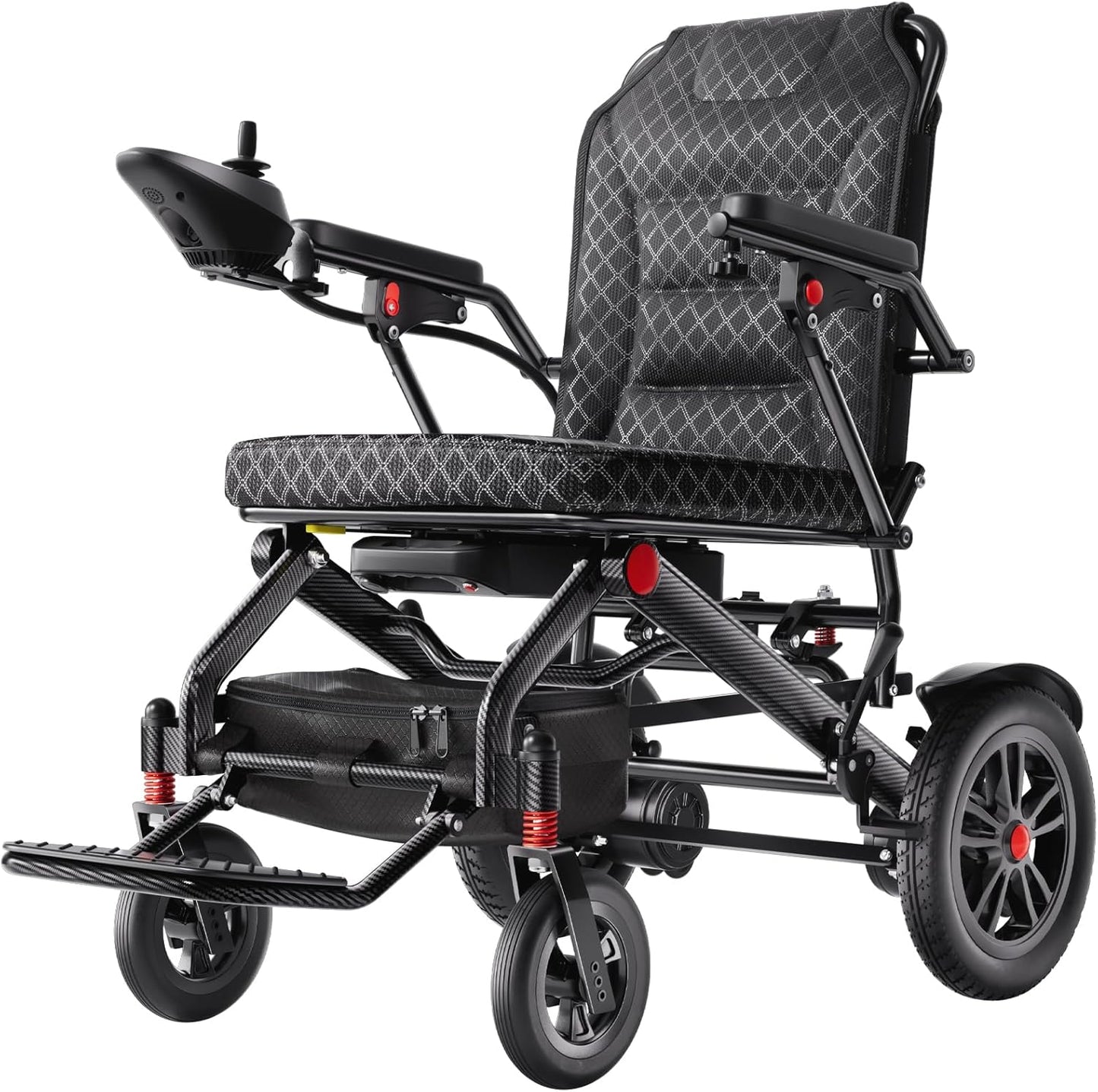 Lightweight Foldable Electric Wheelchair for Adults, 15.5 Mile Range, Dual 250W Motors, Removable 15Ah Battery
