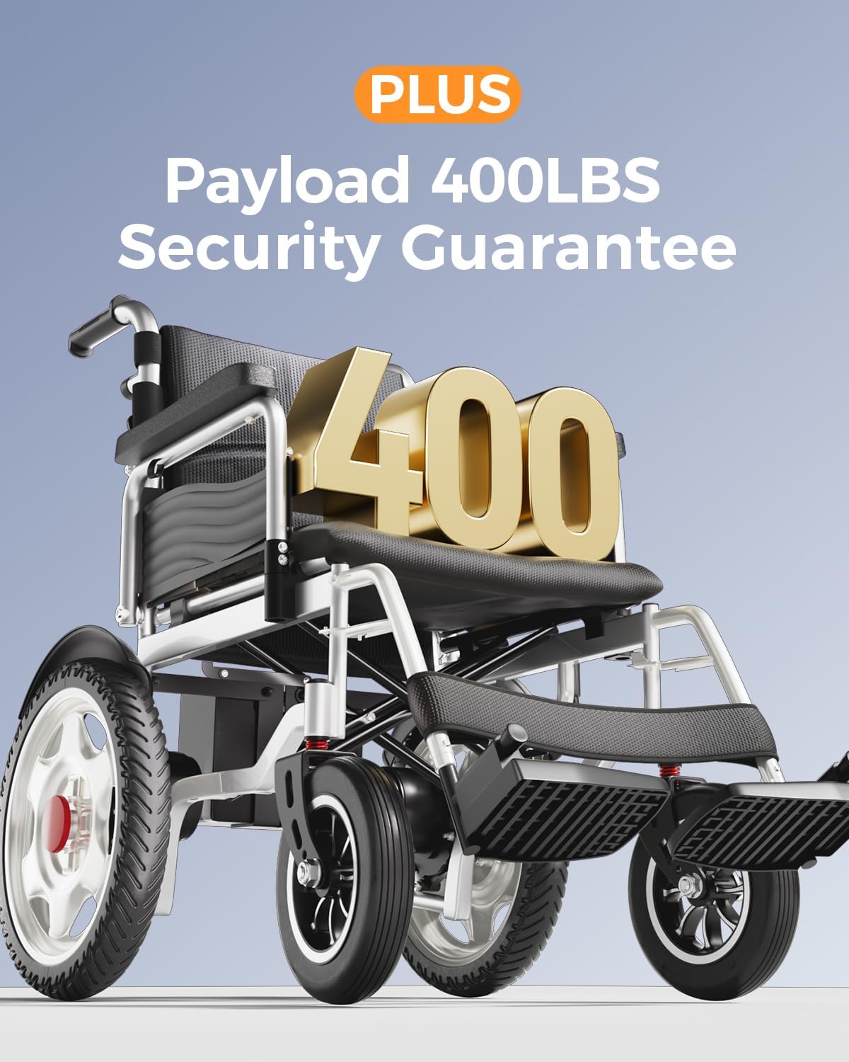 Lightweight Foldable Electric Wheelchair for Adults, 25+ Mile Travel Range, Portable Power Chair, Durable Alloy Frame