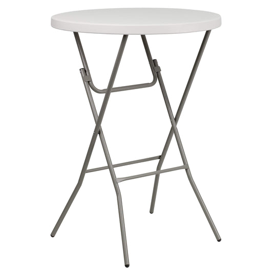 Flash Furniture Kathryn 31.5 Inch Round Folding Bar Height Table Granite White
