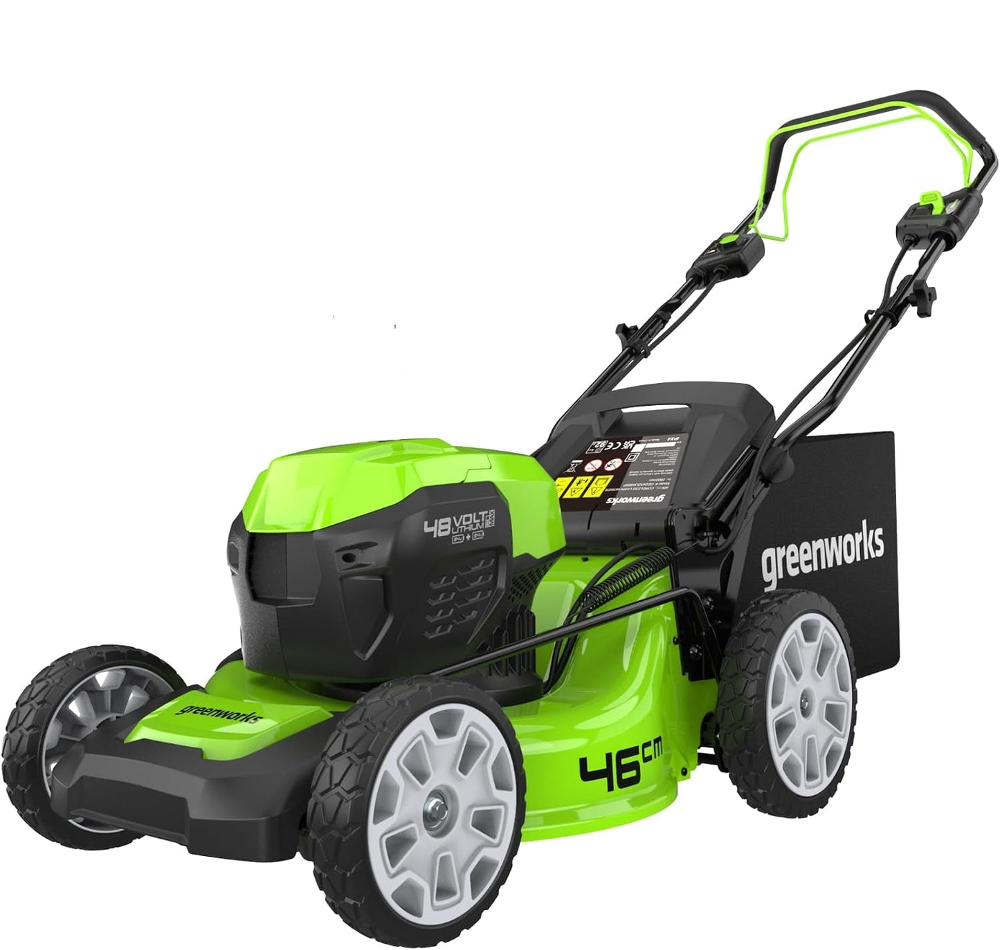 48V Cordless Self-Propelled Lawn Mower with 46cm Cutting Width, 55L Grass Bag, 2 x 4Ah Batteries