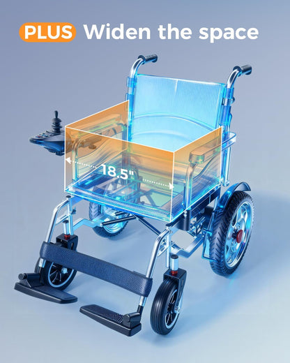 Lightweight Foldable Electric Wheelchair for Adults, 25+ Mile Travel Range, Portable Power Chair, Durable Alloy Frame