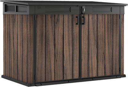 Horizontal Storage Shed with Hydraulic Lid, Double Doors & Lockable Design