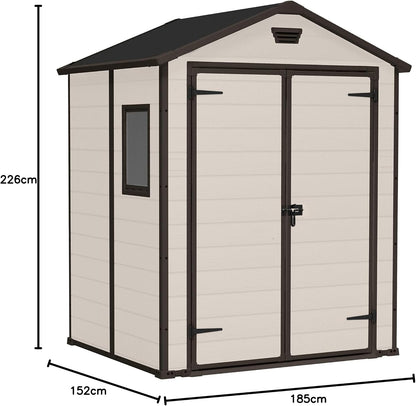 6 x 5 ft Outdoor Garden Storage Shed with Double Doors, Window & Heavy-Duty Floor Panel