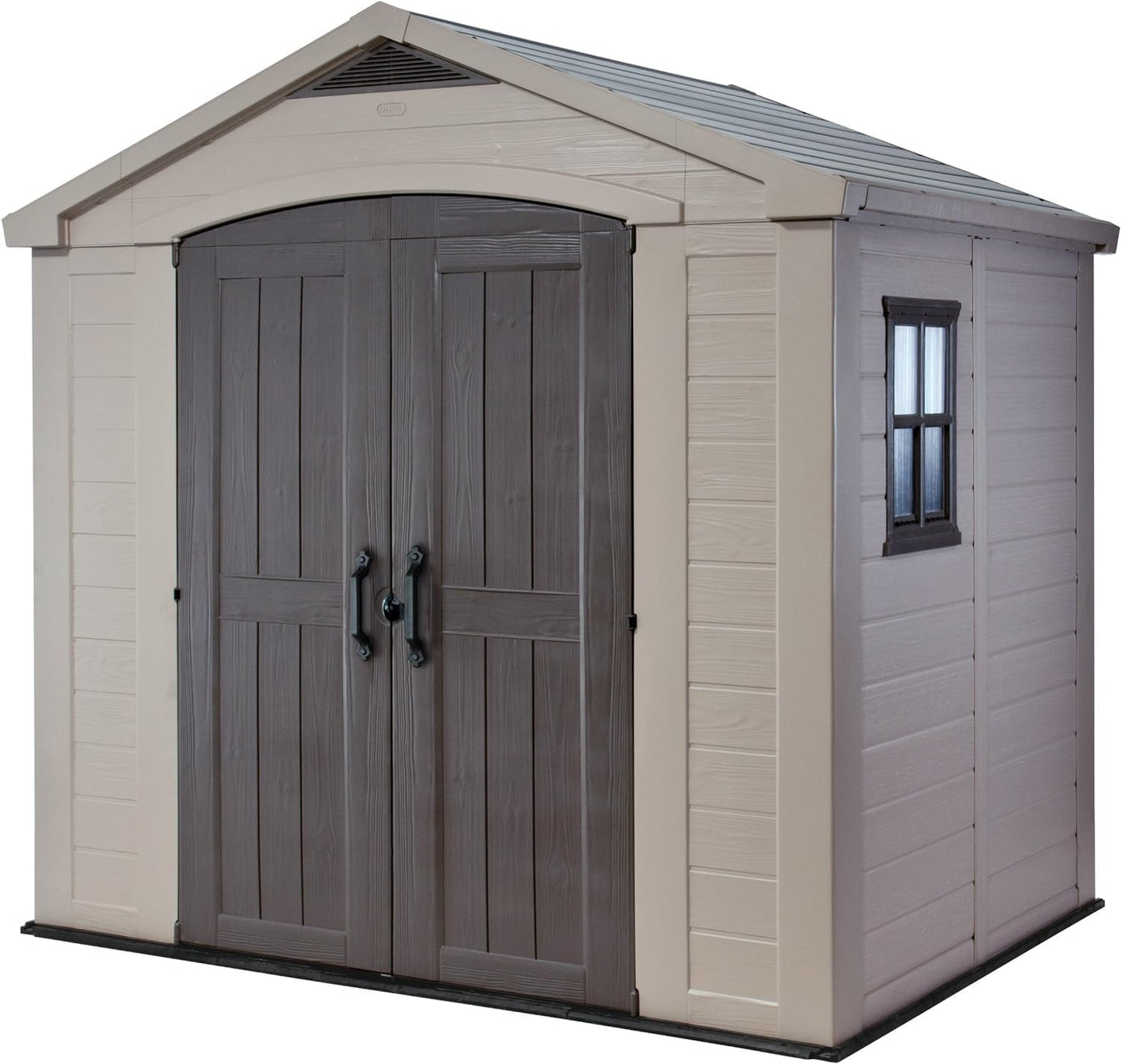 8 x 6 ft Outdoor Garden Storage Shed with Double Doors, Skylight, Window & Heavy-Duty Floor Panel