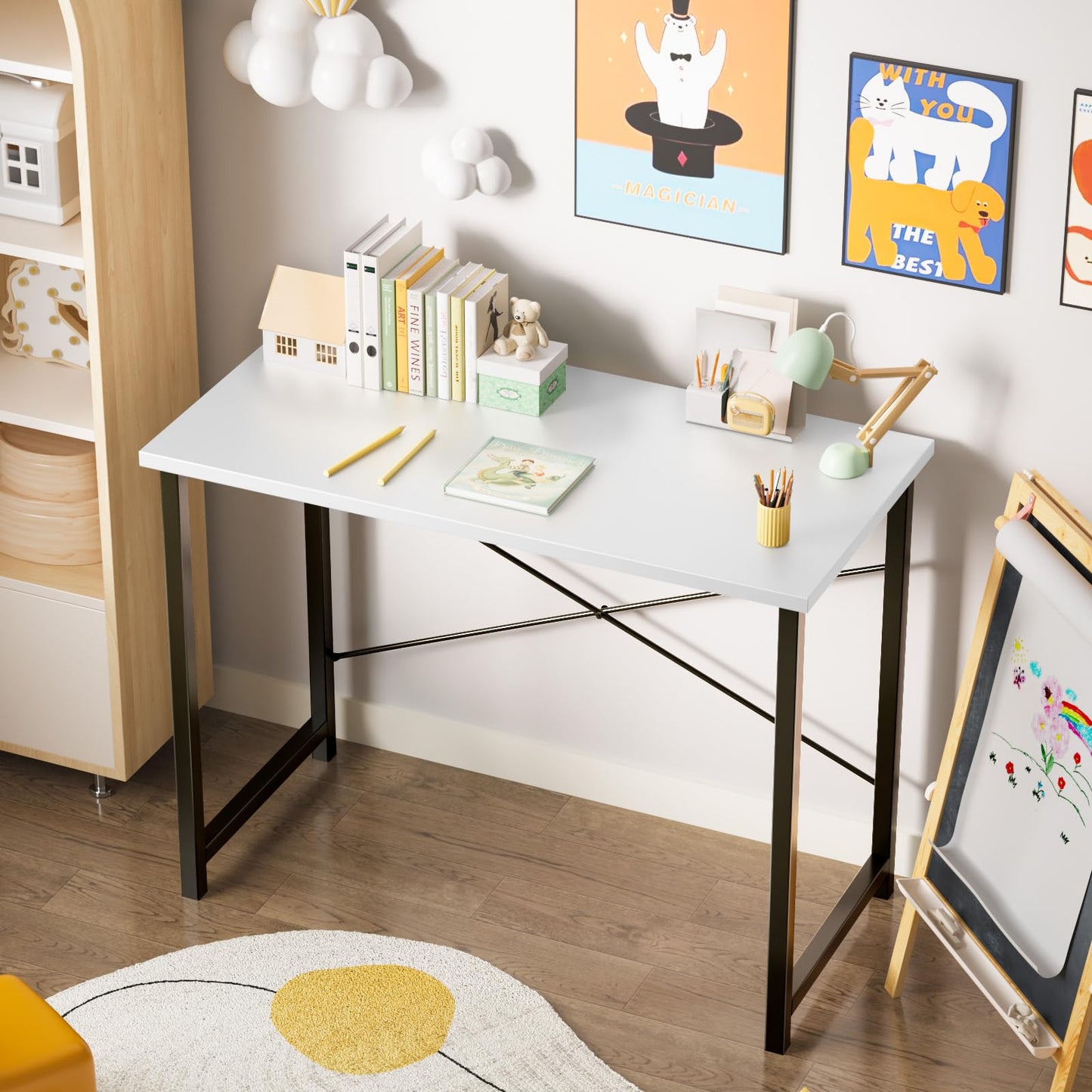 Sweetcrispy 32 Inch Small Computer Desk Home Office White Black