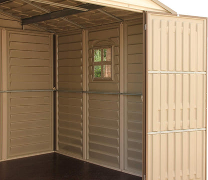 10 x 8 ft Outdoor Plastic Garden Storage Shed with Double Doors, Windows & Metal Foundation Kit