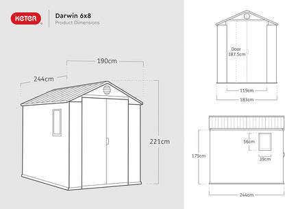 6 x 8 ft Outdoor Garden Storage Shed with Double Doors, Window & Heavy-Duty Floor Panel