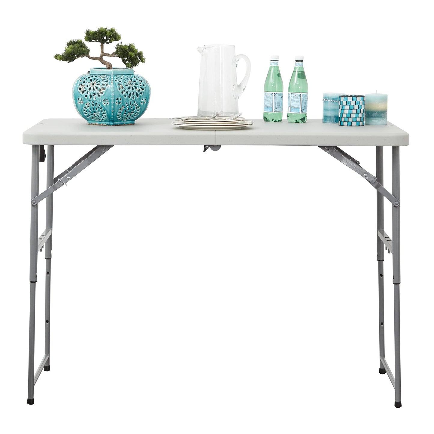 Office Star Products 4-Foot Height-Adjustable Folding Resin Table Light Gray
