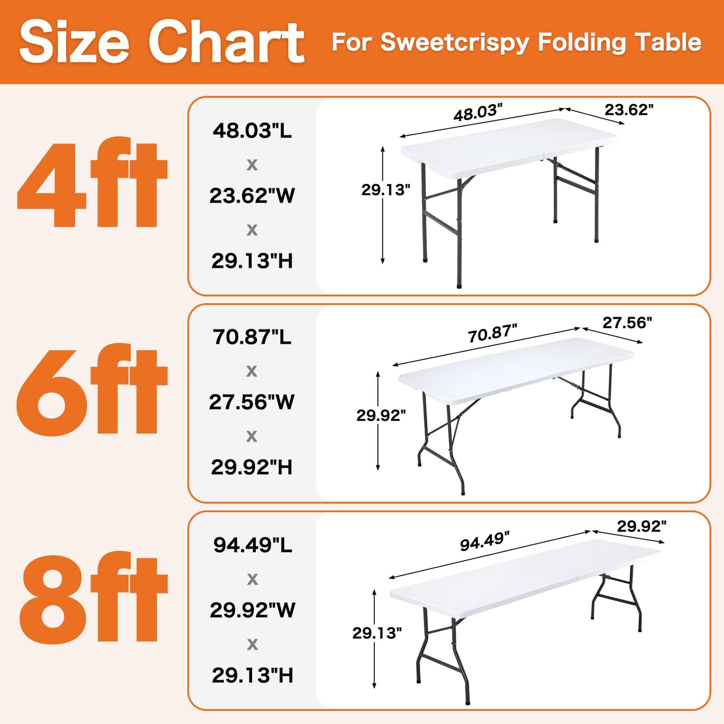 Sweetcrispy 4 FT Folding Picnic Table with Carrying Handle Basic White
