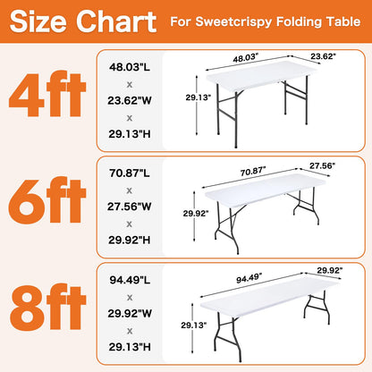Sweetcrispy 4 FT Folding Picnic Table with Carrying Handle Basic White
