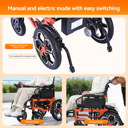Foldable Electric Wheelchair for Adults, 500W Motor, 20Ah Lithium Battery, 30km Range, Wide Seat, All-Terrain Mobility Chair