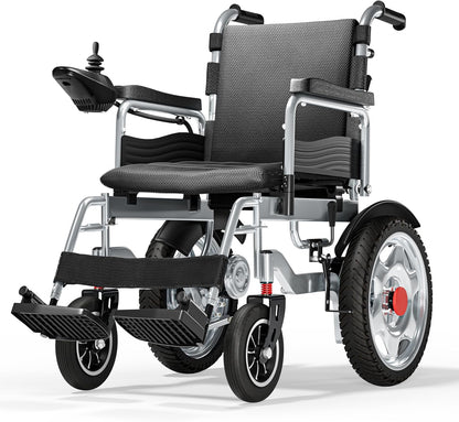 Lightweight Foldable Electric Wheelchair for Adults, 25+ Mile Travel Range, Portable Power Chair, Durable Alloy Frame