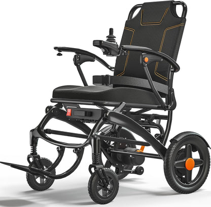 Ultra Lightweight Foldable Electric Wheelchair - 18+ Mile Range, Carbon Fiber & Aluminum Frame, Portable All-Terrain Power Chair