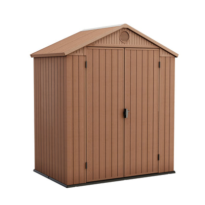 6 x 8 ft Outdoor Garden Storage Shed with Double Doors, Window & Heavy-Duty Floor Panel