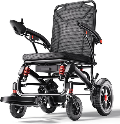 Ultra Lightweight Foldable Electric Wheelchair for Adults, 25 Mile Range, Portable All-Terrain Power Chair with 360° Joystick