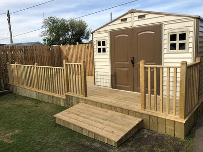10 x 8 ft Outdoor Plastic Garden Storage Shed with Double Doors, Windows & Metal Foundation Kit