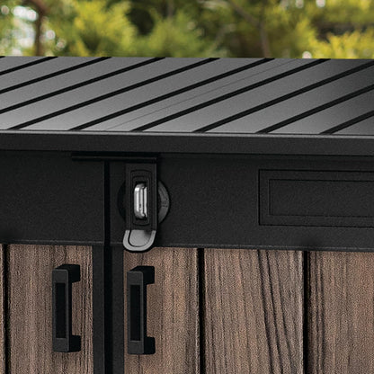 Horizontal Storage Shed with Hydraulic Lid, Double Doors & Lockable Design