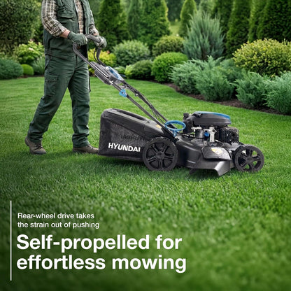 20-Inch Self-Propelled Petrol Lawn Mower with Electric Start, 196cc Engine