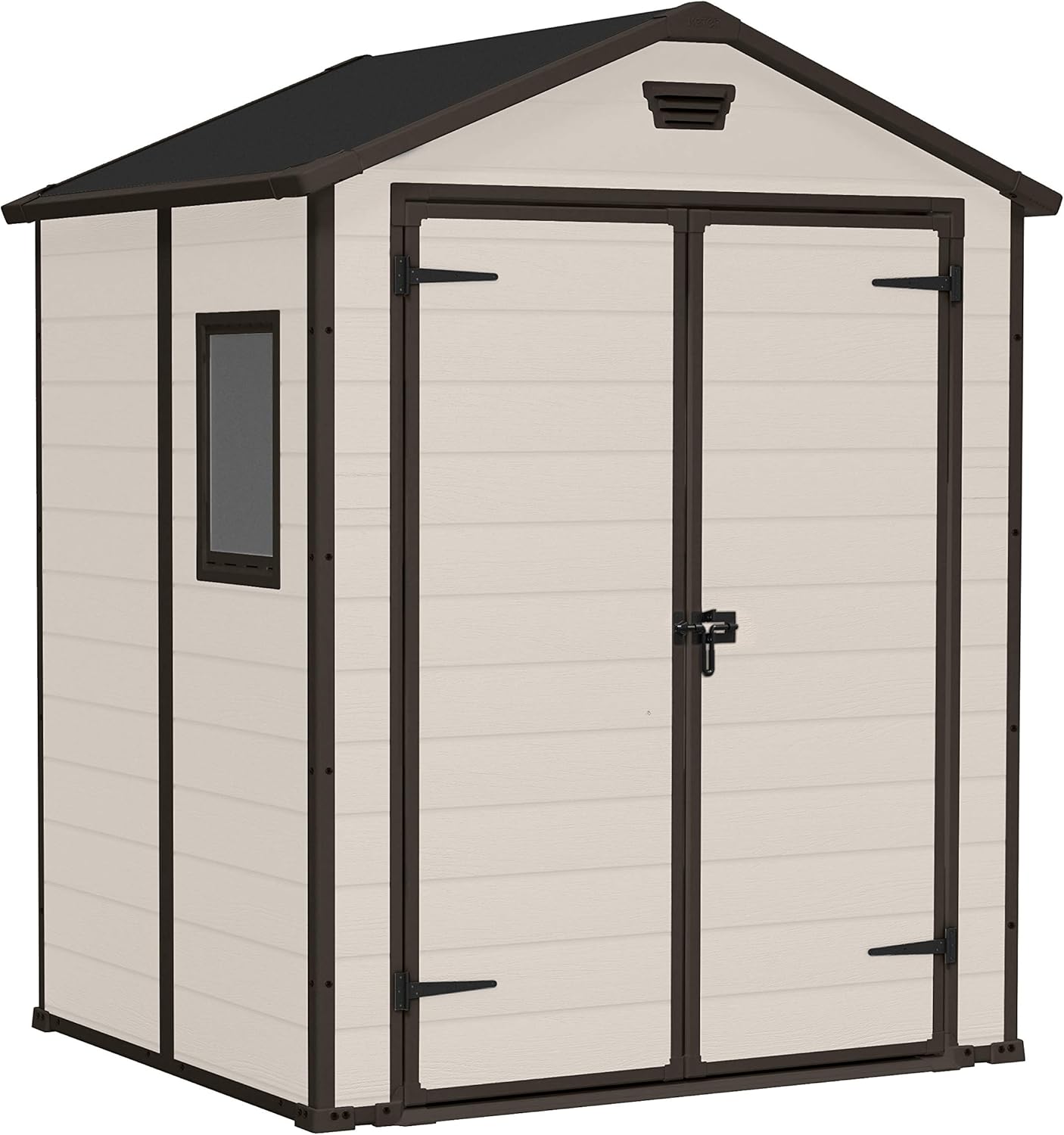 6 x 5 ft Outdoor Garden Storage Shed with Double Doors, Window & Heavy-Duty Floor Panel