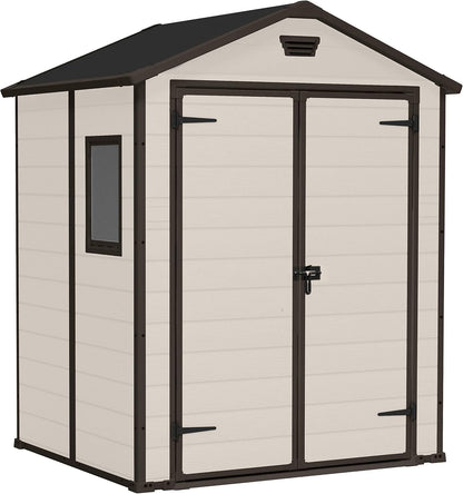 6 x 5 ft Outdoor Garden Storage Shed with Double Doors, Window & Heavy-Duty Floor Panel