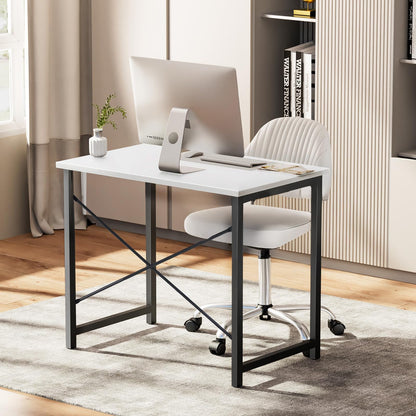 Sweetcrispy 32 Inch Small Computer Desk Home Office White Black