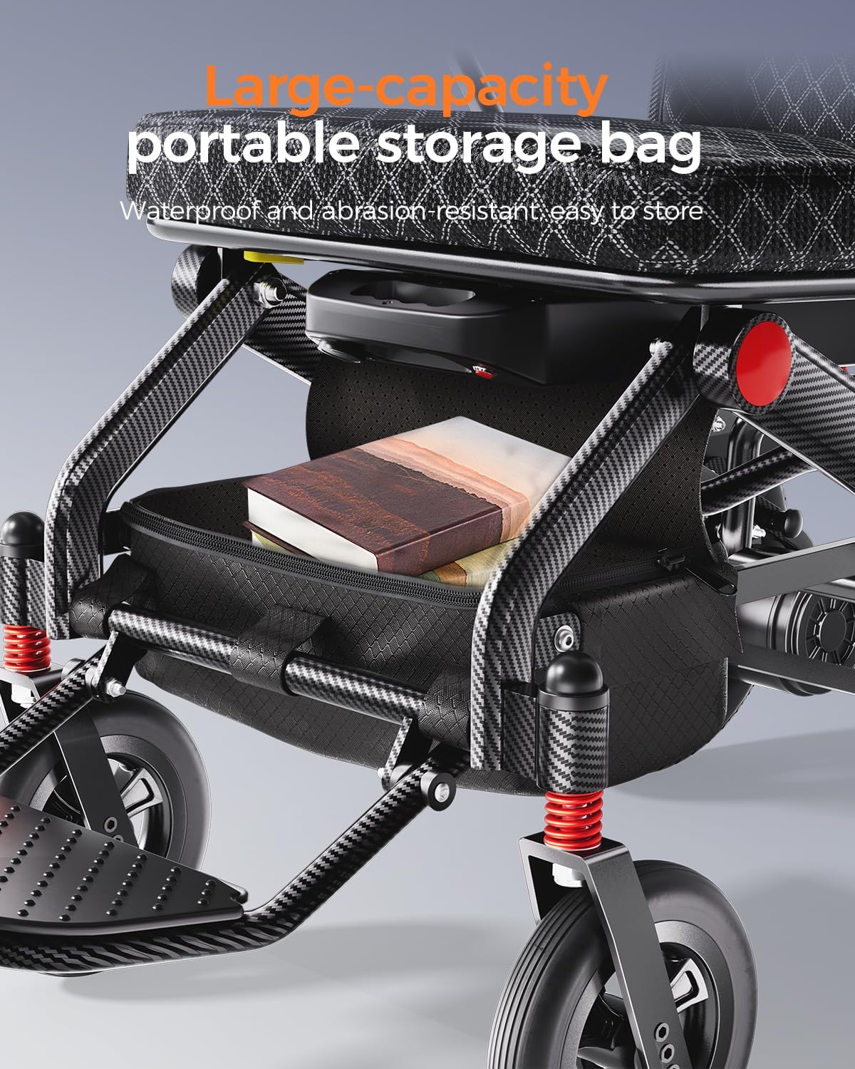 Lightweight Foldable Electric Wheelchair for Adults, 15.5 Mile Range, Dual 250W Motors, Removable 15Ah Battery