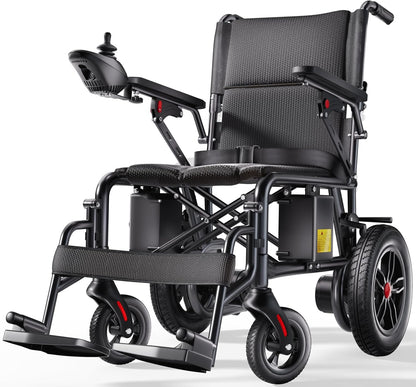 Lightweight Foldable Electric Wheelchair for Adults, 15 Mile Travel Range, Portable Power Chair with Joystick Control