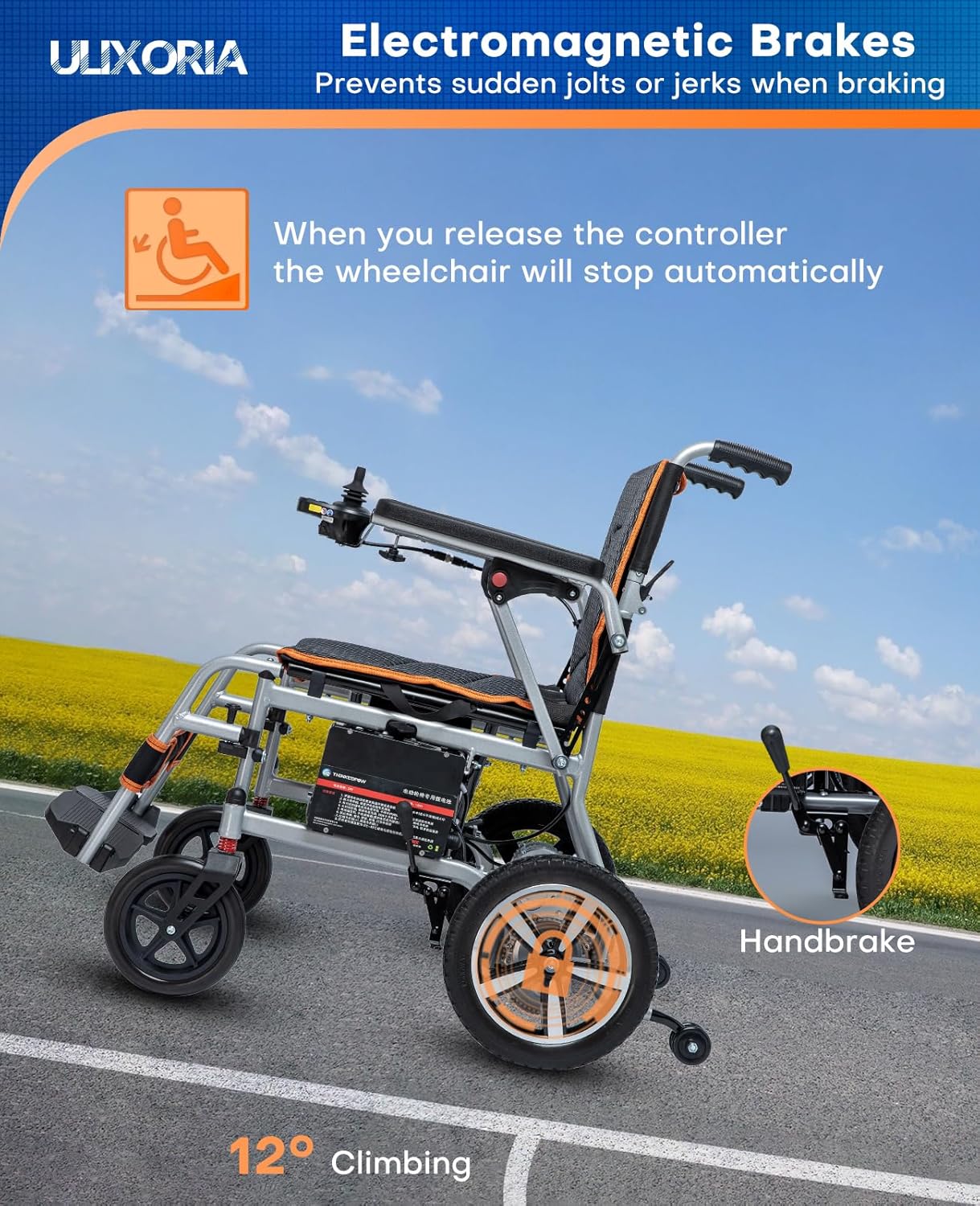 Ultra Lightweight Foldable Electric Wheelchair for Adults, 33 lb Portable Power Chair