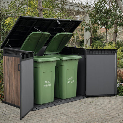 Horizontal Storage Shed with Hydraulic Lid, Double Doors & Lockable Design