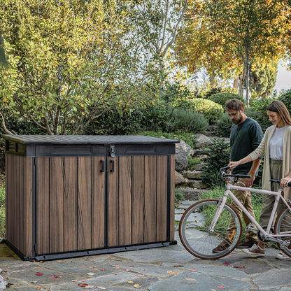 Horizontal Storage Shed with Hydraulic Lid, Double Doors & Lockable Design