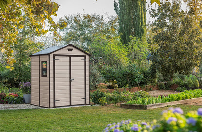 6 x 5 ft Outdoor Garden Storage Shed with Double Doors, Window & Heavy-Duty Floor Panel