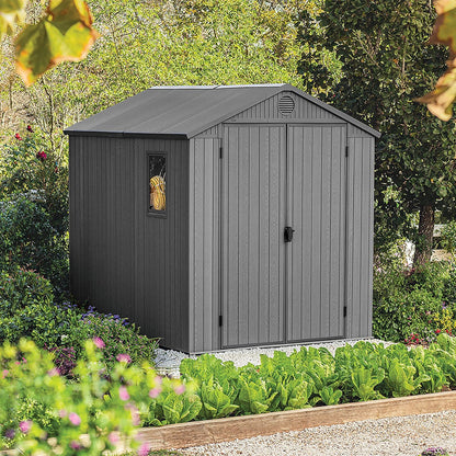 6 x 8 ft Outdoor Garden Storage Shed with Double Doors, Window & Heavy-Duty Floor Panel
